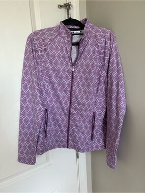 Sigrid Olsen Lilac Leaf-Print Zip Jacket